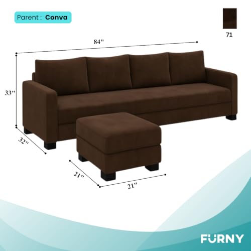 Image of FURNY Premium Canvas Fabric 5 Seater L Shape Sofa Set 4 Seater Modern Sofa Set & Ottoman for Living Room (Dark Brown Color) | Durable Comfort | Modern Design | Ideal for Living Room