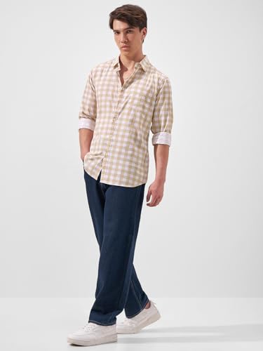 Image of Highlander Men's Slim Fit Checks Shirt | Full Sleeves | Regular Collar | Casual Shirts for Men