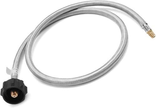 1/4'' Male NPT RV Propane Pigtail Hose for Travel Trailer, 3 FT LP Gas Hose Stainless Steel Braided Tank Pigtail Connector Propane Hoses with QCC1 & Type1 for Outdoor Grills and Camping BBQ ect by CHILIPILI - Used condition - US$16.14