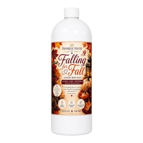 TRANQUIL TOUCH Falling for Fall Luxury Mop Soap | Warm Autumn Spice Scent | Concentrated Multi-Surface Floor Cleaner | Highly Scented | Safe for Tile, Vinyl, Laminate & Sealed Hardwood | 32 oz