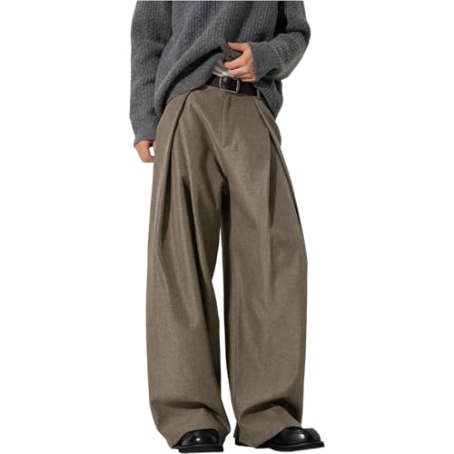 Pantalon large homme plissé avec fermeture éclair coupe moderne travail