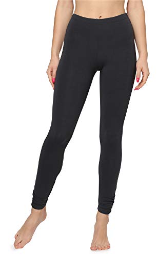 Merry Style Damen Lange Leggings Sportleggings aus Viskose mit Raffung Hohe Taillie MS10-345(Graphite, S)