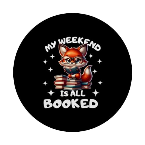Book Lover fox Enthusiast My Weekend Is All Booked PopSockets Swappable PopGrip, Black - Image 3