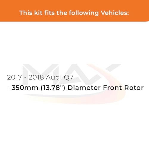 Image of Max Advanced Brakes Front Brake Kit Compatible With 2017 2018 Q7 w / 13.78 inch Diameter Front Rotor Replacement Geomet Coated OE Disc Brake Rotors and Ceramic Brake Pads