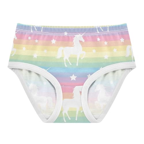 White Unicorn Stars Rainbow Pastel Toddler Girls Underwear 2t Cotton Panties Little Girl Bright Kids Briefs Undies