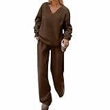 QJDFLL Lässige Herbsthose, langärmelig, einfarbig, Arbeitskleidung, Jogger Outfit für Alltag Pendeln(Braun,L)