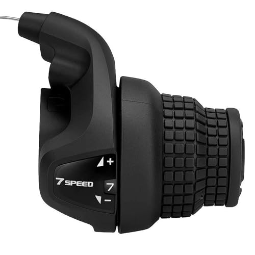 Taicle Seven Speed Gear Shifter, Bicycle 7 Speed Bike Gear Shifter Revoshift Right Twist Grip Shift Lever for Mountain City Hybrid Commuter Kids' Bikes and Tricycle (SG25-7 Speed Shifter)