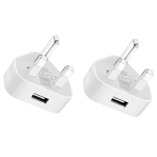 PEBBLE HUG 3 Pin Adaptor, Lightweight and Portable, Efficient Fast Charging, USB Plug Charger, Short Circuit Protection, Smartphones, Tablets, Other USB Devices, Reliable Performance, (2 Pcs)