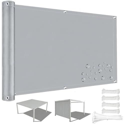 Voile ombrage rectangulaire 7x7m gris clair avec oeillets pour terrasse