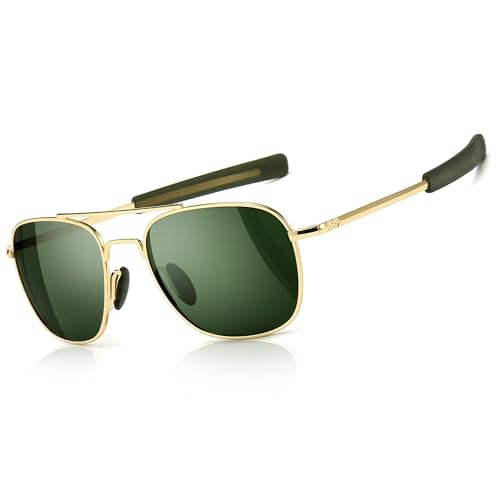 SUNGAIT Men's Military Style Polarized Pilot Aviator Sunglasses Bayonet Temples