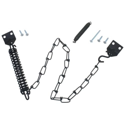 HAJZXH 1 Set Heavy Duty Storm Screen Door Chain and Spring for Protect Doors and Windows (Black)