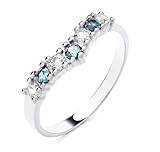 Sterling Silver 925 Aquamarine & CZ Wishbone Eternity Ring size J to U (L)