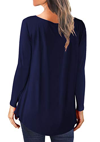 Mystry Zone Long Sleeve Blouse for Women Purple Shirts Ruched Front U Neck M