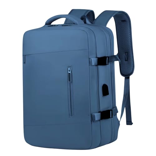 Mochila de Viagem de Avião Impermeável Expansivel Grande Feminina Note book 40L Bagagem de Mão Low Cost Aeroporto à Prova D'água Reforçada (AZUL PETROLEO)