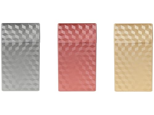 Pitillera Set de 3 unidades, colores metálicos, rojo, plata y oro, 100 mm, tamaño King Size para mujer