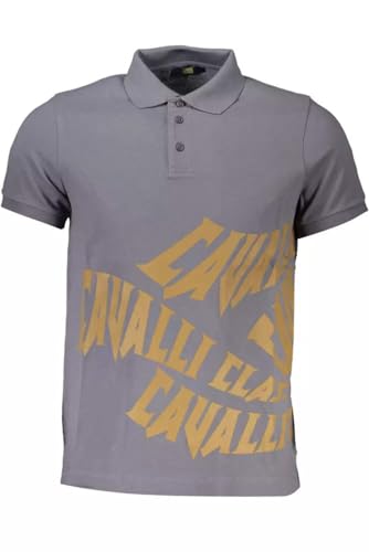 Polo en coton gris Cavalli Class taille L pour homme élégant