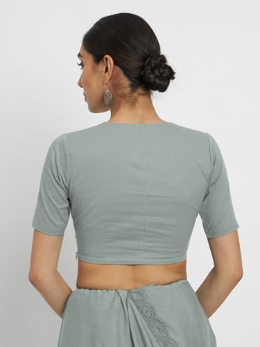 Image of Thevasa Women's Everyday Divine Depth V Neck Half Sleeves Blouse
