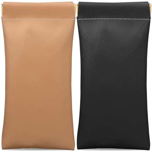 CALLARON 2 pçs estojo de óculos macio de couro estojo de óculos de sol macio couro PU bolsa de couro