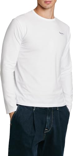 Pepe Jeans Herren Original Basic 2 Long N T-shirt, Weiß (White), M – Ansicht 3