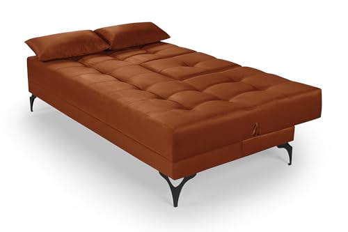 Sofá Cama Solteiro Colorado Reclinável 3 Posições Tecido Suede (Terracota)