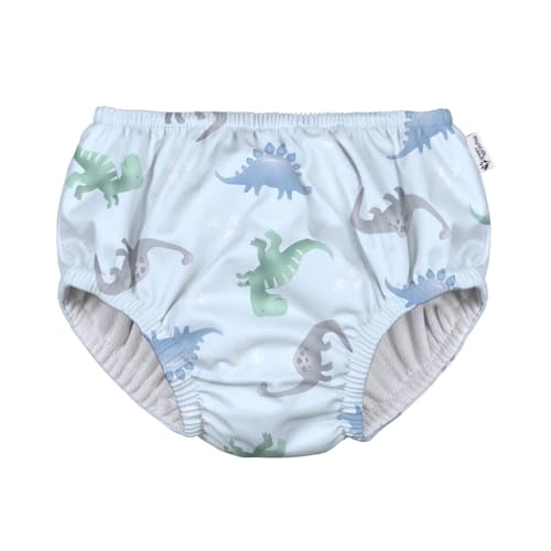 green sprouts Eco Pull-Up Reusable Infant and Toddler Swim Diaper - Light Blue Dinos, 24mo