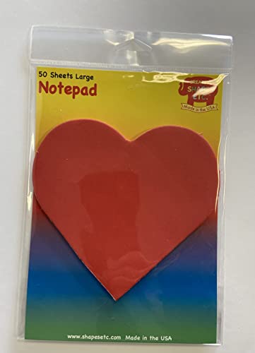 Shapes Etc. Heart Large Notepad, 5" X 5", 50 Sheets In A Notepad For Classroom, Holiday, Love Notes Kids’ Love And Peace School Craft Projects, Valentine’s Day Craft. #TOP3