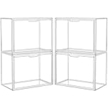 Umtiti 4 Pack Clear Plastic Handbag Storage Organizer for Closet. Display Storage Box with Magnetic Door, Dustproof Storage Bins for Book, Toys, Hat.（Clear-4 Pack）