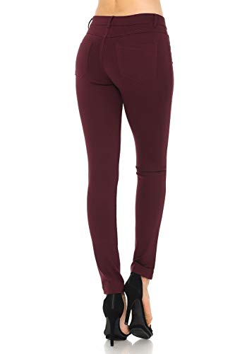 Auliné Collection Womens Solid Slim Fit Color Skinny Stretchy Ponte Pants4