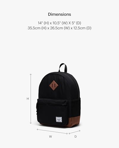 Herschel Supply Co. Heritage Backpack, Black/Saddle Brown (Limited Edition), Kids-15L3