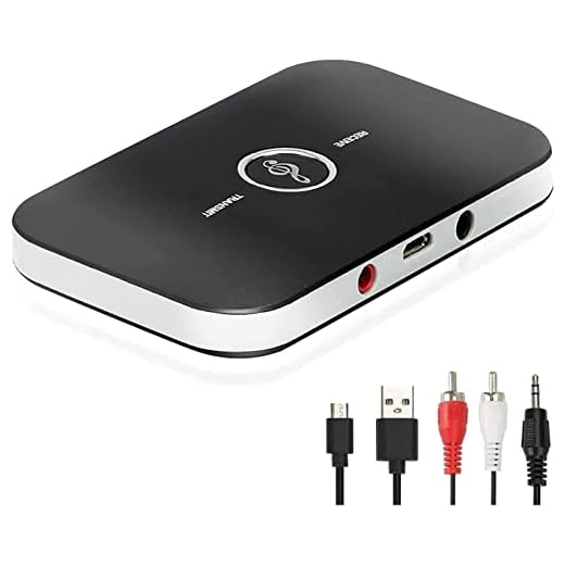 Bluetooth Transmitter Receiver, 2-in-1 Wireless Bluetooth Audio Adapter, 3.5mm AUX RCA Adapter, RCA Bluetooth Adapter for TV/Car/PC/Headphones Home Stereo System