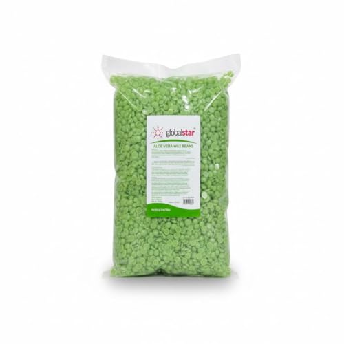 Global Star Wax Beans for Hair Removal 1000g Hard Wax Beads with Lavender Milk Black Waxing for Bikini Face Eyebrows Back Legs Arms Suitable for Sensitive Skin (1000grams Aloe Vera)