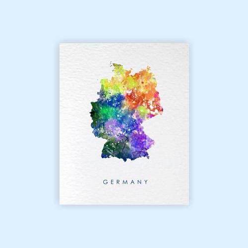 Dignovel Studios 13X19 Unframed Germany Map Europe Travel Tour Watercolor Illustrations Art Print Wall Art Poster Giclee Art Home Decor Wall Hanging World Map N208 #TOP1