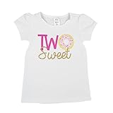 Olive Loves Apple Girls 2nd Birthday Shirt Two Sweet Donut Two 2nd Birthday Outfit for Toddler Girls,White Shirt,2T