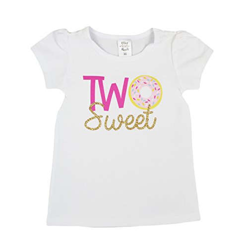 Olive Loves Apple Girls 2nd Birthday Shirt Two Sweet Donut Two 2nd Birthday Outfit for Toddler Girls,White Shirt,2T