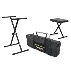 Audibax Onyx Pack – Soutien, Coussin et Couverture pour Claviers et Piano 61 Touches – Soutien Professionnel Ciseaux Simples + Banc Pliable, Piano + Sacoche de Transport pour Piano Numérique - Les Beatles, Paul McCartney, John Lennon, RIngo Starr, George Harrison