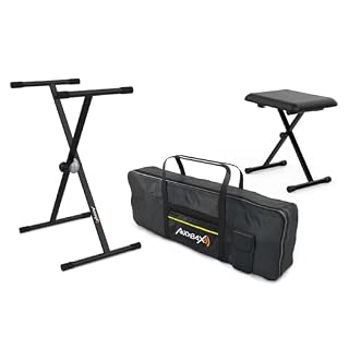 Audibax Onyx Pack – Soutien, Coussin et Couverture pour Claviers et Piano 61 Touches – Soutien Professionnel Ciseaux Simples + Banc Pliable, Piano + Sacoche de Transport pour Piano Numérique - Les Beatles, Paul McCartney, John Lennon, RIngo Starr, George Harrison