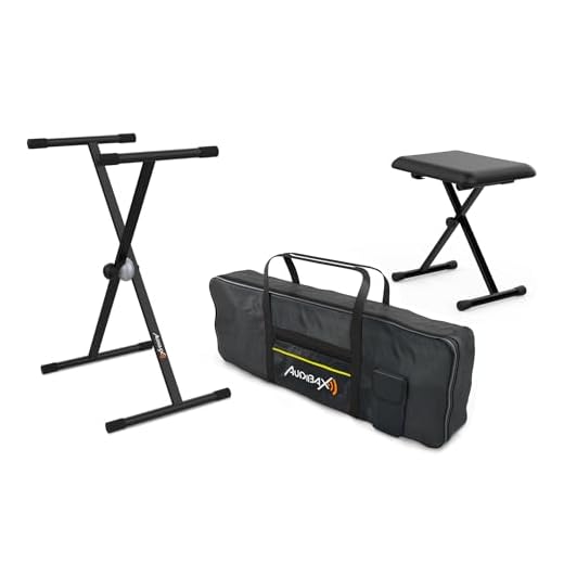 Audibax Onyx Pack de Soporte Teclado/Piano + Banqueta + Funda Teclado 61 Teclas