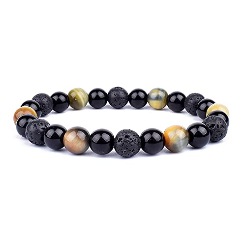 Bracelet oeil de tigre naturel obsidienne hématite bijoux perles protection hommes