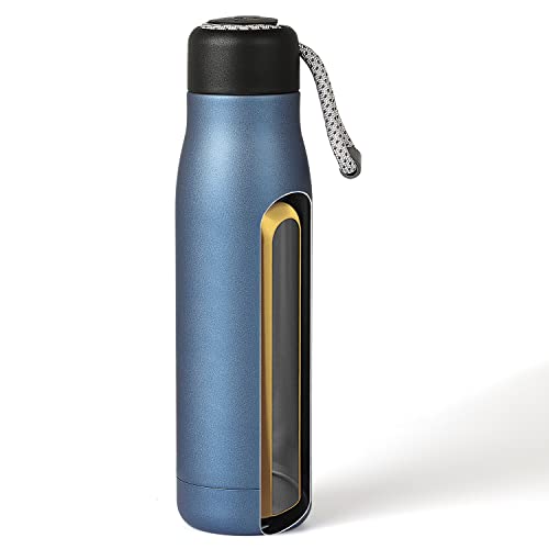 Nicemer Kids Water Bottle, Water Bottle With Strap Lid, Insulated Stainless Steel Reusable, 17 Oz, Navy Blue #TOP3