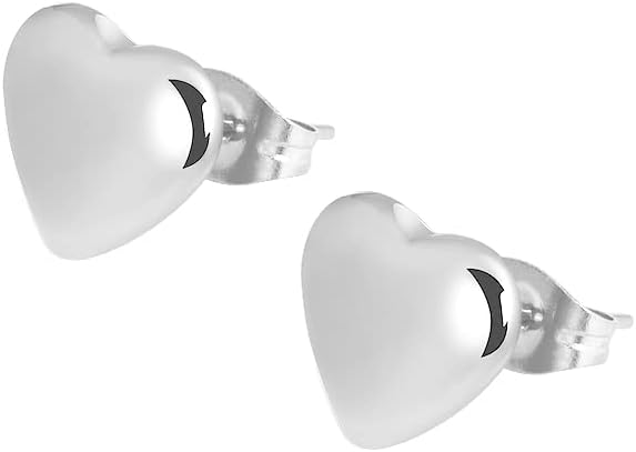 Edforce Stainless Steel Cute Puff Heart Stud Earrings - Image 2