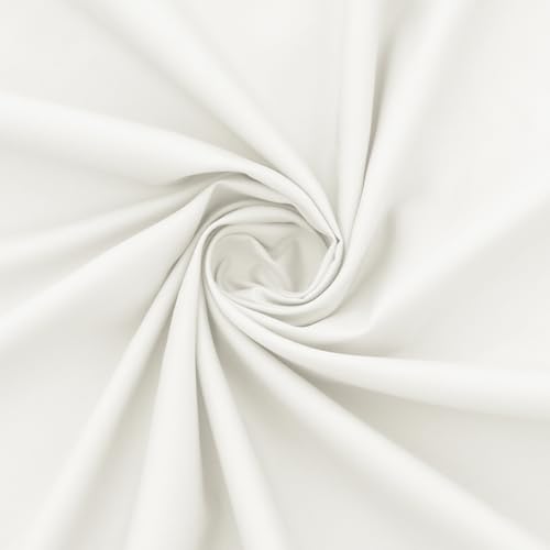 KKJIAF 2 Yard Ivory White Cotton Fabric 61 Inch Wide, Soft & Breathable Cotton Broadcloth Fabric for Sewing Clothes, Apparel, Costume, Craft