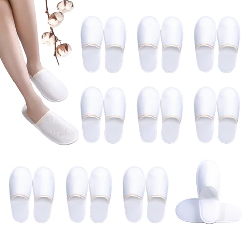 Dyiouxin Pantofle gościnne, pantofle hotelowe, 10 par jednorazowych kapci, antypoślizgowe, nadające się do prania, miękkie, pantofle uniseks do domu, sypialni, łazienki, hotelu lub do użytku