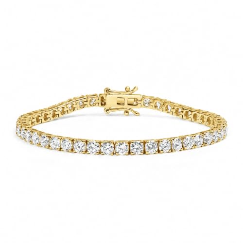 Haus of Brilliance 14K Yellow Gold 4.00 Cttw Lab-Grown Round Diamond Four-Prong Tennis Bracelet