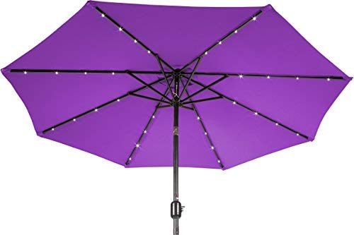Amazon Com Trademark Innovations Deluxe Solar Powered Led Lighted Patio Umbrella 9 Purple Garden Outdoor