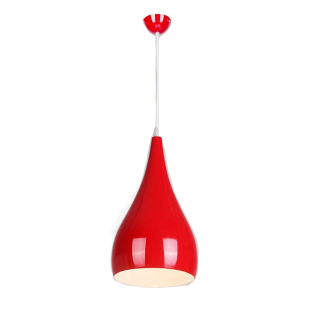 Stvdedg Red 1-Pack Macaron E27 Ceiling Chandelier Creative Lantern Shaped Hanging Lamp Shade Mid Century Modern Barn Pendant Light Pastoral Single Head Lighting Fixture For Loft Coffee Kitchen Island