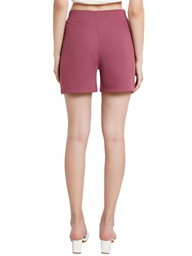 Image of POPWINGS Casual Solid Mid-Rise Button Shorts for Women || Shorts for Women Stylish || Pull-On Women Shorts || Summer Wear Shorts for Women