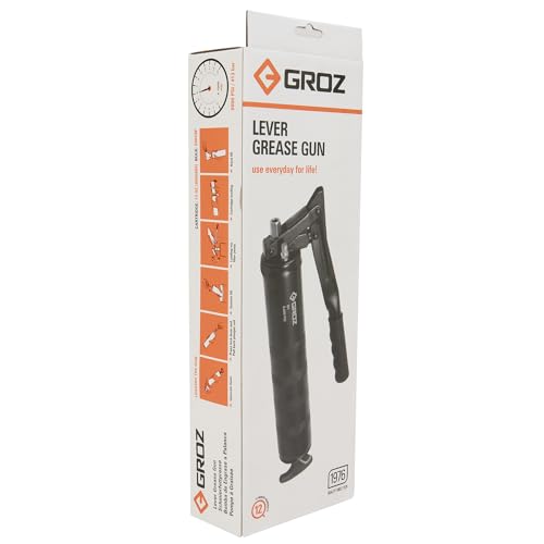 Image of GROZ Lever Grease Gun 500gms | 1 Year Warranty | 6 inch Steel Outlet Extension & Coupler Included | Tip Drop Resistant Steel Head | Pressure Upto 6,000 PSI | G1R /B /T /EC /BL