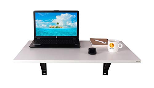 Image of Madhuran Engineering Wood Folding Wall Mount Study Office Laptop Table Stand Lapdesk (Matte, White) / Home Work Desk Multipurpose Organizer Reading Foldable Accessories