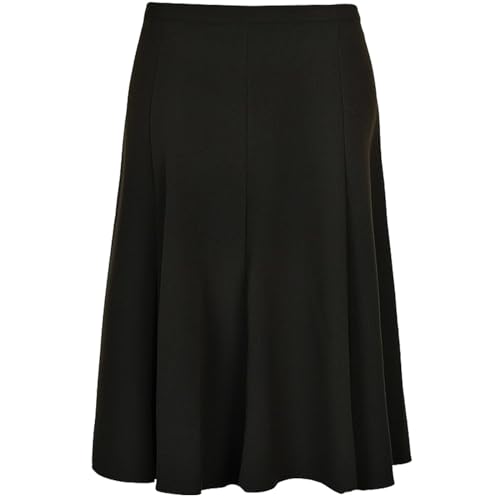 Inspire Me Womens Skirts 8 Panel Half Elasticated 27 Inch Knee Length Casual Stretchy Flared Work Dress Maxi Skirt Ladies Soft Stretch Pleated Skirt Multiple Colours Girls School Skirt(Black, 16)