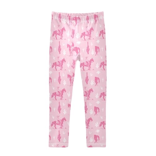 ZZKKO Girls Leggings Pink Cowgirl Western Cowboy Toddler Girls Clothes Leggings for Girls Toddler Girls Leggings 3-4T